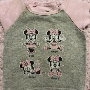 Disney Pink and Gray Short Sleeve Tee with Minnie Mouse Graphics